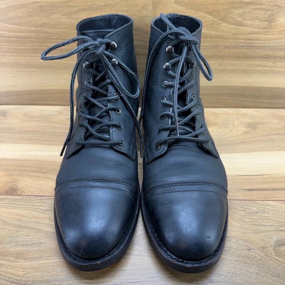 Thursday Boots Captain Cap Toe Leather Mens 10.5 Black Business Casual Modern